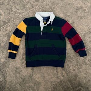 Polo by Ralph Lauren Navy, Green & White Striped Rugby Shirt